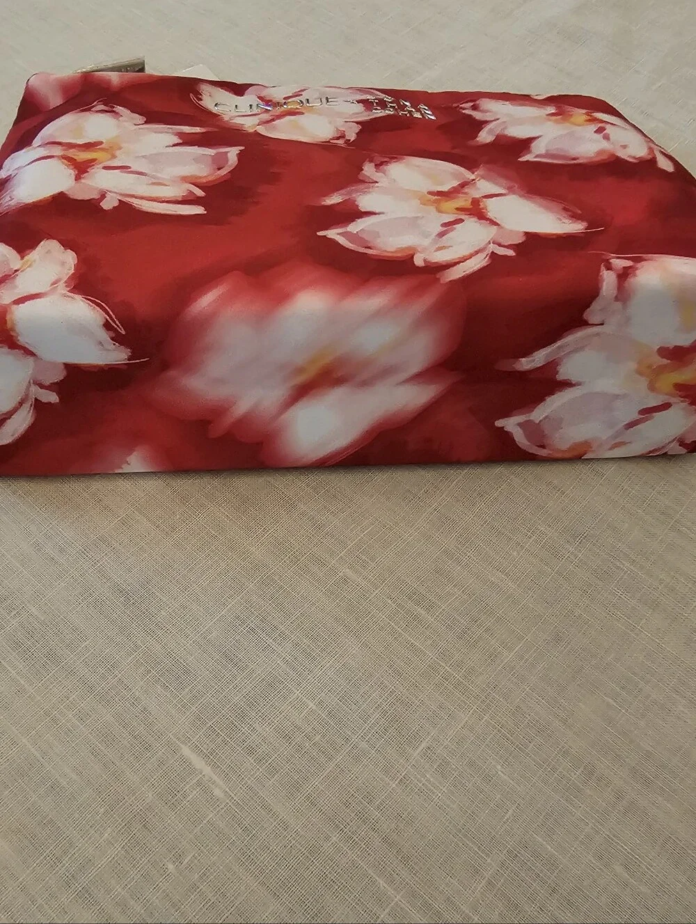 Clinique Cosmetic Makeup Bag Pouch Pink Red Floral by Jonathan Cohen  9×5×2